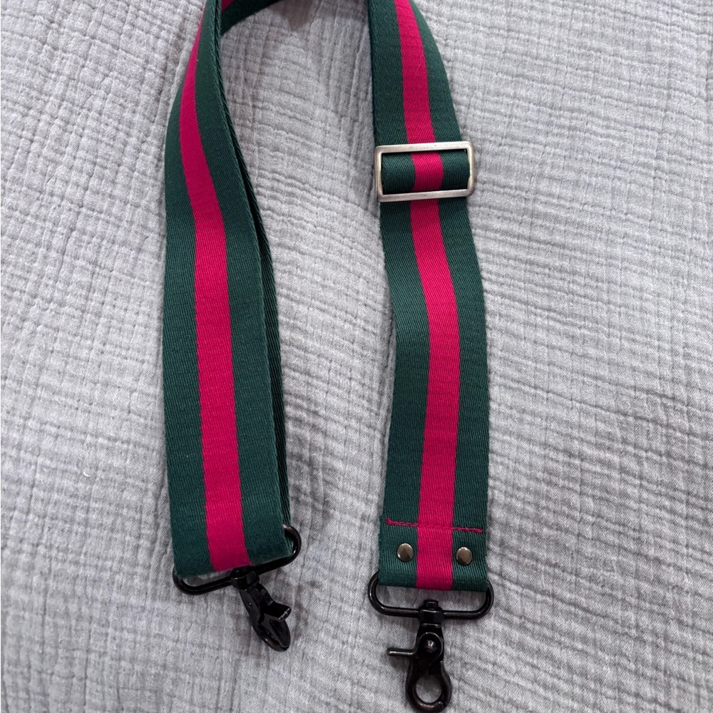 Parker Thatch Green and Red Striped Bag Strap